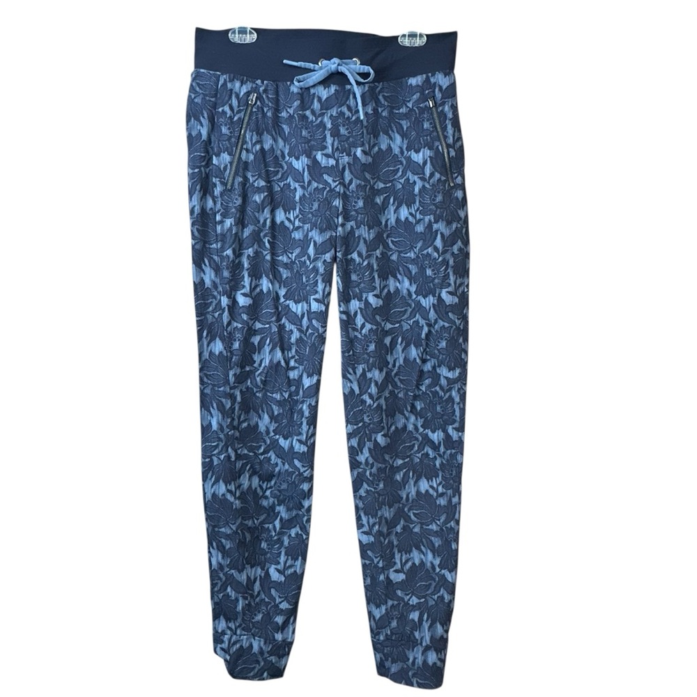 Athleta Trekkie North Jogger Ethereal Bloom Blue Floral Pants Women Sz 10 T